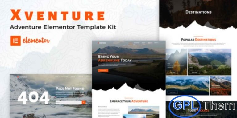 Xventure – Travel Elementor Template Kit Xventure is a stylish and adventurous Elementor Template Kit crafted for travel agencies, tour operators, and hiking adventure companies. Featuring a bold design with a creative polaroid-style photo effect, it allows you to beautifully showcase destinations, experiences, and travel portfolios.