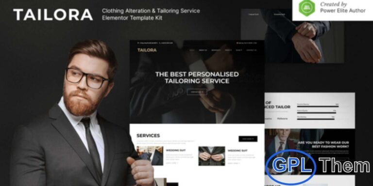 Tailora – Clothing Alteration & Tailoring Service Elementor Template Kit Tailora is a stylish and modern Elementor Template Kit crafted for clothing alteration, tailoring, and fashion-related services. Perfect for bespoke tailors, fashion designers, and clothing repair specialists, this kit allows you to create a professional website that reflects quality and craftsmanship.