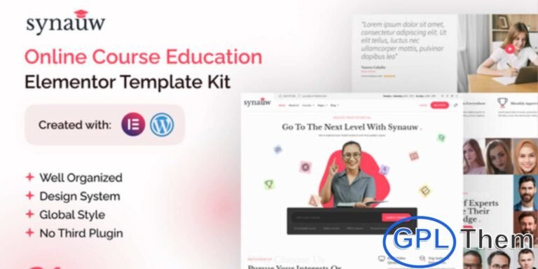 Synauw – Online Course Education Elementor Pro Template Kit Synauw is a modern and versatile Elementor Pro Template Kit designed for online courses, eLearning platforms, and educational businesses. With its clean and professional design, Synauw allows you to quickly build a fully functional website using the Elementor Page Builder for WordPress — no coding skills required.