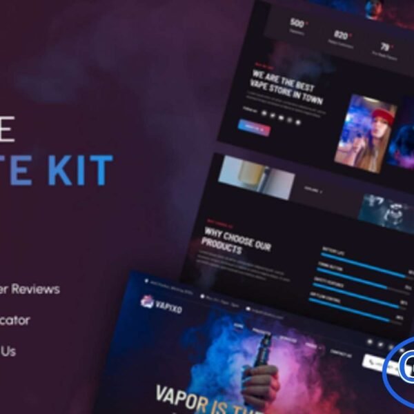 Vapixo – Vape Store Elementor Pro Template Kit Vapixo is a modern and stylish Elementor Pro Template Kit designed specifically for vape shops, vape cafes, e-cigarette retailers, and liquid stores. Featuring a clean and professional design, Vapixo provides a fully responsive and retina-ready layout to ensure a smooth browsing experience across all devices.