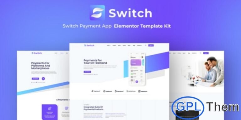 Switch – Payment App Elementor Template Kit Switch is a fully responsive Elementor Template Kit designed for payment apps, fintech startups, and digital wallet services. Built with the Elementor Page Builder, Switch allows you to create a professional, high-converting website without any coding knowledge.