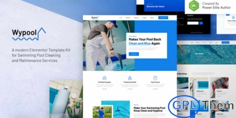 Wypool – Swimming Pool Cleaning & Maintenance Services Elementor Template Kit Wypool is a modern and professional Elementor Template Kit designed for pool cleaning and maintenance services, as well as home service businesses such as plumbing, bathroom repair, or handyman solutions.