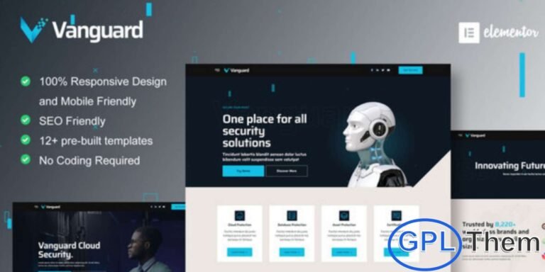 Vanguard – Cyber Security Service Elementor Template Kit Vanguard is a professional Elementor Template Kit designed for cyber security companies, IT protection services, and technology solution providers. Featuring a modern and futuristic design, this kit is perfect for businesses specializing in cybersecurity, data protection, and digital risk management.