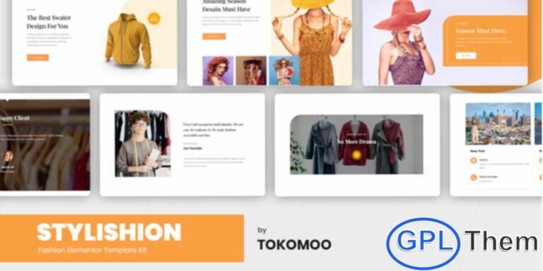 Stylishion – Fashion Store Elementor Pro Template Kit Stylishion is a sleek and modern Elementor Pro Template Kit crafted for fashion boutiques, clothing stores, furniture shops, and eCommerce websites. Featuring a unique and stylish design, Stylishion ensures a professional and engaging online presence for your business.