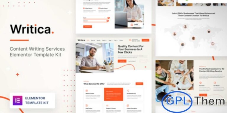 Writica – Content Writing Services Elementor Template Kit Writica is a modern and elegant Elementor Template Kit designed specifically for content writers, bloggers, authors, influencers, and copywriting service providers. Featuring a clean, creative, and fully responsive layout, this kit ensures your website looks stunning on all devices.