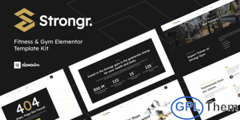 Strongr – Fitness & Gym Elementor Template Kit Strongr is a modern and professional Elementor Template Kit designed specifically for gyms, fitness centers, personal trainers, and health clubs. With its clean, sleek, and responsive design, Strongr makes it easy to create a fully functional fitness website that showcases classes, trainers, schedules, and memberships.