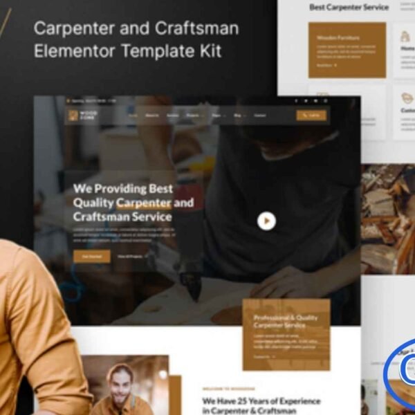 Woodzone – Carpenter & Craftsman Elementor Template Kit Woodzone is a modern and professional Elementor Template Kit designed for carpenters, craftsmen, woodworking experts, furniture repair services, and construction professionals. With its clean layout and elegant design, this template kit helps you showcase your craftsmanship and services with style.