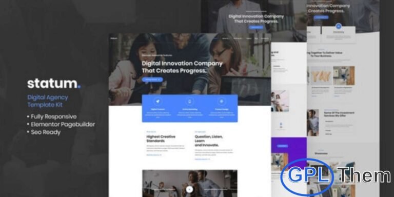 Statum – Business & Agency Elementor Template Kit Statum is a modern and elegant Elementor Template Kit designed for businesses, agencies, and corporate websites. Featuring a sleek, luxury-inspired design, Statum helps you create a professional online presence that highlights your services, portfolio, and brand identity.