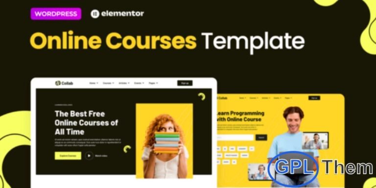Collab – Online Courses Elementor Template Kit Collab is a modern and professional Elementor Template Kit designed for online learning platforms, e-learning websites, virtual schools, and educational institutions. Ideal for showcasing online courses in programming, marketing, data science, and more, Collab helps you build a visually engaging and user-friendly education website.