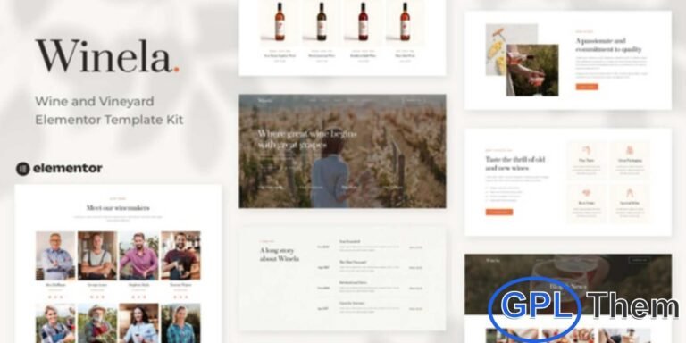 Winela – Wine & Vineyard Elementor Template Kit Winela is a stylish and elegant Elementor Template Kit crafted for wineries, vineyards, wine stores, and wine brands looking to build a refined online presence. Designed with a modern, clean, and fully responsive layout, it ensures your website looks perfect on all devices.