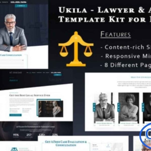 Ukila – Lawyer & Attorney Elementor Template Kit Ukila is a modern and professional Elementor Template Kit designed specifically for law firms, attorneys, legal advisors, and barristers who want to build a clean, SEO-friendly website with ease. With 8 pre-designed templates, this kit helps you create a fully functional and content-rich online presence that highlights your services, expertise, and achievements.