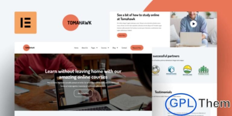 Tomahawk – Online Courses Elementor Template Kit Tomahawk is a modern and clean Elementor Template Kit designed for online education, eLearning platforms, and digital course websites. With its visually appealing layouts and user-friendly structure, this kit helps educators, instructors, and institutions create a professional online learning experience.