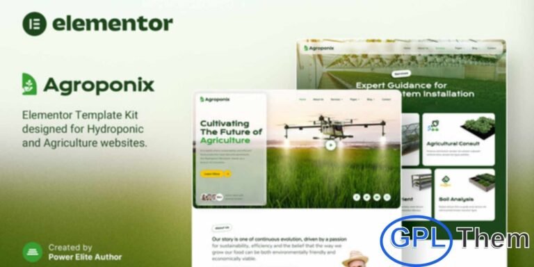Agroponix – Hydroponic & Agriculture Elementor Template Kit Agroponix is a modern and eco-friendly Elementor Template Kit designed for agriculture businesses, hydroponic farms, greenhouse management, gardening services, and landscape designers. Featuring a clean, fresh, and professional design, this kit helps you build a stunning website that reflects sustainability and innovation.