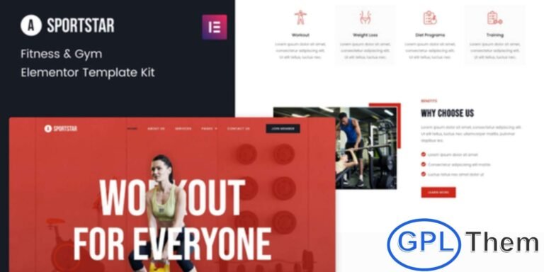 Sportstar – Fitness & Gym Elementor Template Kit Sportstar is a modern and dynamic Elementor Template Kit designed for fitness centers, gyms, personal trainers, and sports-related businesses. With its clean, professional, and engaging design, Sportstar helps you create a website that effectively showcases workout programs, trainer profiles, classes, and fitness services.