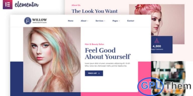 Willow – Hair & Beauty Salon Elementor Template Kit Willow is a stylish and modern Elementor Template Kit designed for hair salons, beauty spas, and wellness centers to showcase their services with elegance. This template kit includes 10 professionally designed page layouts, all of which are fully customizable using Elementor—no coding required.