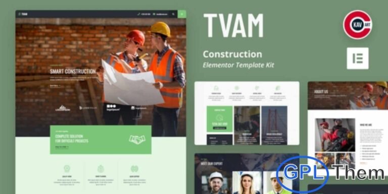 Tvam – Construction Elementor Template Kit Tvam is a modern and professional Elementor Template Kit crafted for construction companies, real estate developers, and architecture agencies. With its clean and responsive design, Tvam allows you to create a stunning and functional website effortlessly.