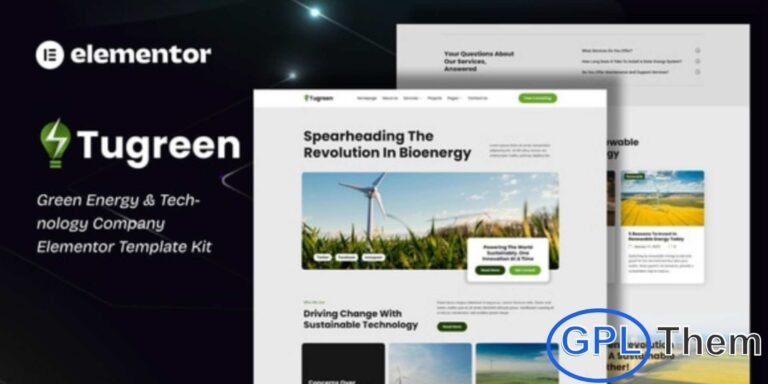 Tugreen – Green Energy & Technology Company Elementor Template Kit Tugreen is a modern and eco-friendly Elementor Template Kit designed specifically for green energy, renewable technology, and sustainable business websites. With its clean design and creative layout, Tugreen helps you build a professional and engaging online presence effortlessly.