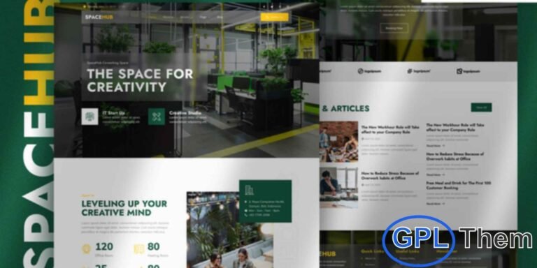 Spacehub – Coworking & Creative Space Elementor Template Kit Spacehub is a modern and professional Elementor Template Kit designed for coworking spaces, conference centers, and meeting room rental businesses. With its clean and contemporary design, Spacehub helps you create a visually appealing website that effectively showcases your facilities, services, and booking options.