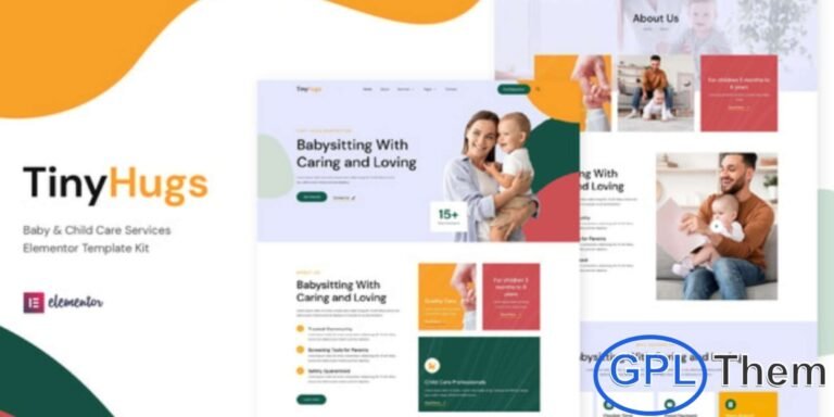 Tiny Hugs – Baby & Child Care Services Elementor Template Kit Tiny Hugs is a beautifully crafted Elementor Template Kit designed specifically for baby care, childcare, preschool, kindergarten, and nursery websites. Its soft color palette and modern layout make it perfect for creating a warm and welcoming online presence for children-related services.