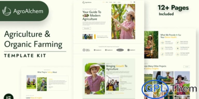 AgroAlchem – Agriculture & Organic Farming Elementor Template Kit AgroAlchem is a beautifully designed Elementor Template Kit tailored for agriculture businesses, organic farms, eco-farming, and agritech companies. This kit transforms your online presence into a vibrant digital landscape, perfectly showcasing your farm products, sustainable practices, and agricultural expertise.
