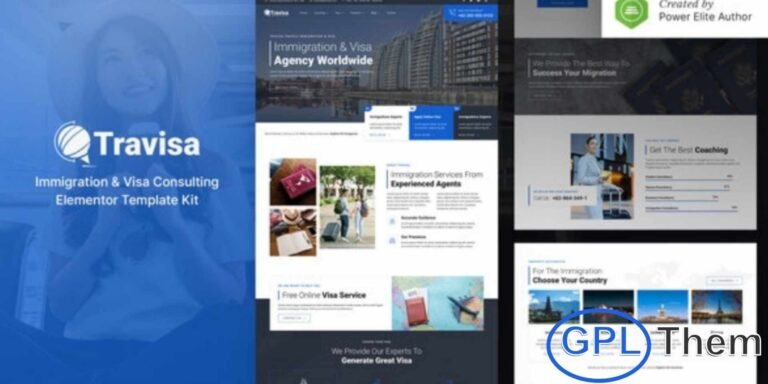 Travisa – Immigration & Visa Consulting Elementor Template Kit Travisa is a modern and professional Elementor Template Kit designed for immigration firms, visa consulting agencies, migration bureaus, and emigration offices. With its sleek design and fully responsive layout, Travisa makes it easy to create a powerful online presence for your consulting business.