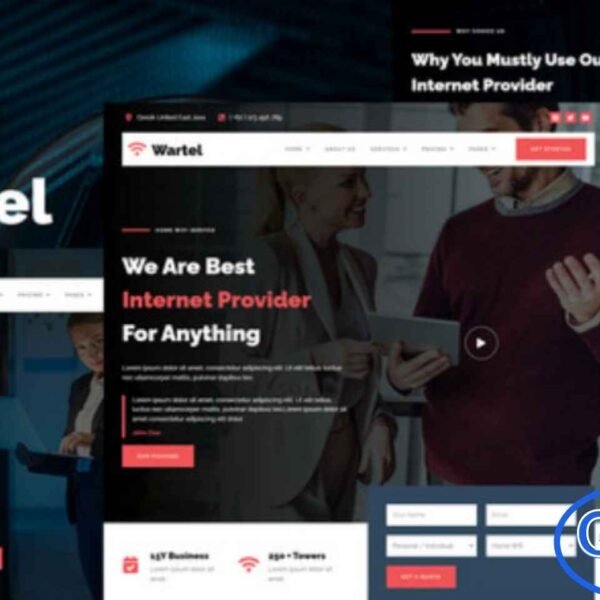 Wartel – Home WiFi & Internet Provider Services Elementor Template Kit Wartel is a professional and modern Elementor Template Kit designed specifically for Internet Service Providers, WiFi companies, Broadband Networks, and Telecom Businesses. With its clean layout and responsive design, Wartel makes it easy to build a fast, high-quality WordPress website that highlights your internet packages, pricing plans, and customer support services.