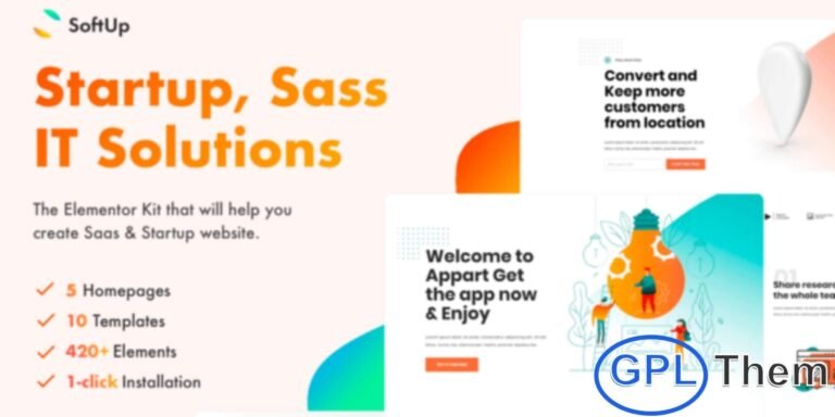 SoftUp – SaaS & Startup Elementor Template Kit SoftUp is a modern and versatile Elementor Template Kit designed for SaaS startups, tech companies, mobile app showcases, and corporate websites. Perfect for IT solutions providers, software companies, and digital marketing agencies, SoftUp allows you to build a professional website that effectively highlights your products, services, and solutions.