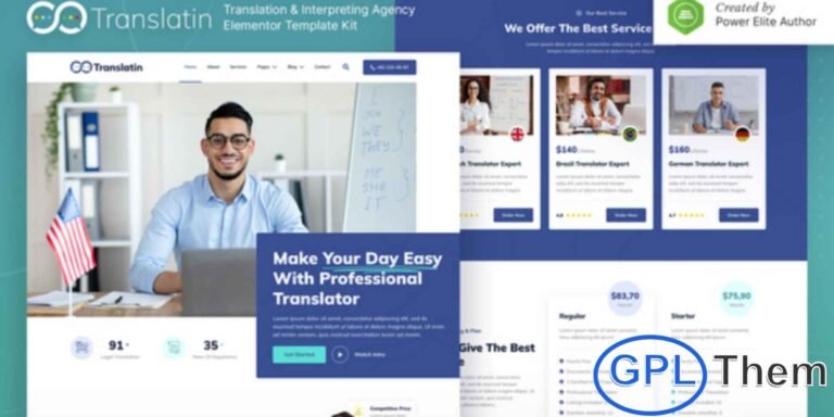 Translatin – Translation Services & Interpreting Agency Elementor Template Kit Translatin is a modern and professional Elementor Template Kit crafted for translation agencies, interpreters, and localization service providers. Designed to help you build a high-quality website quickly and effortlessly using the Elementor Page Builder plugin for WordPress, this kit ensures a seamless design experience with no coding required.