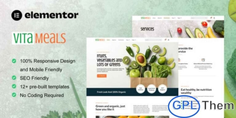 Vitameals – Fruits & Vegetables Store Elementor Pro Template Kit Vitameals is a fresh and vibrant WooCommerce Elementor Pro Template Kit designed for Fruits & Vegetables Stores, Organic Food Shops, and Healthy Grocery Businesses. Perfect for selling fresh produce, organic goods, and farm-to-table products, Vitameals helps you build a professional and engaging eCommerce website with ease.