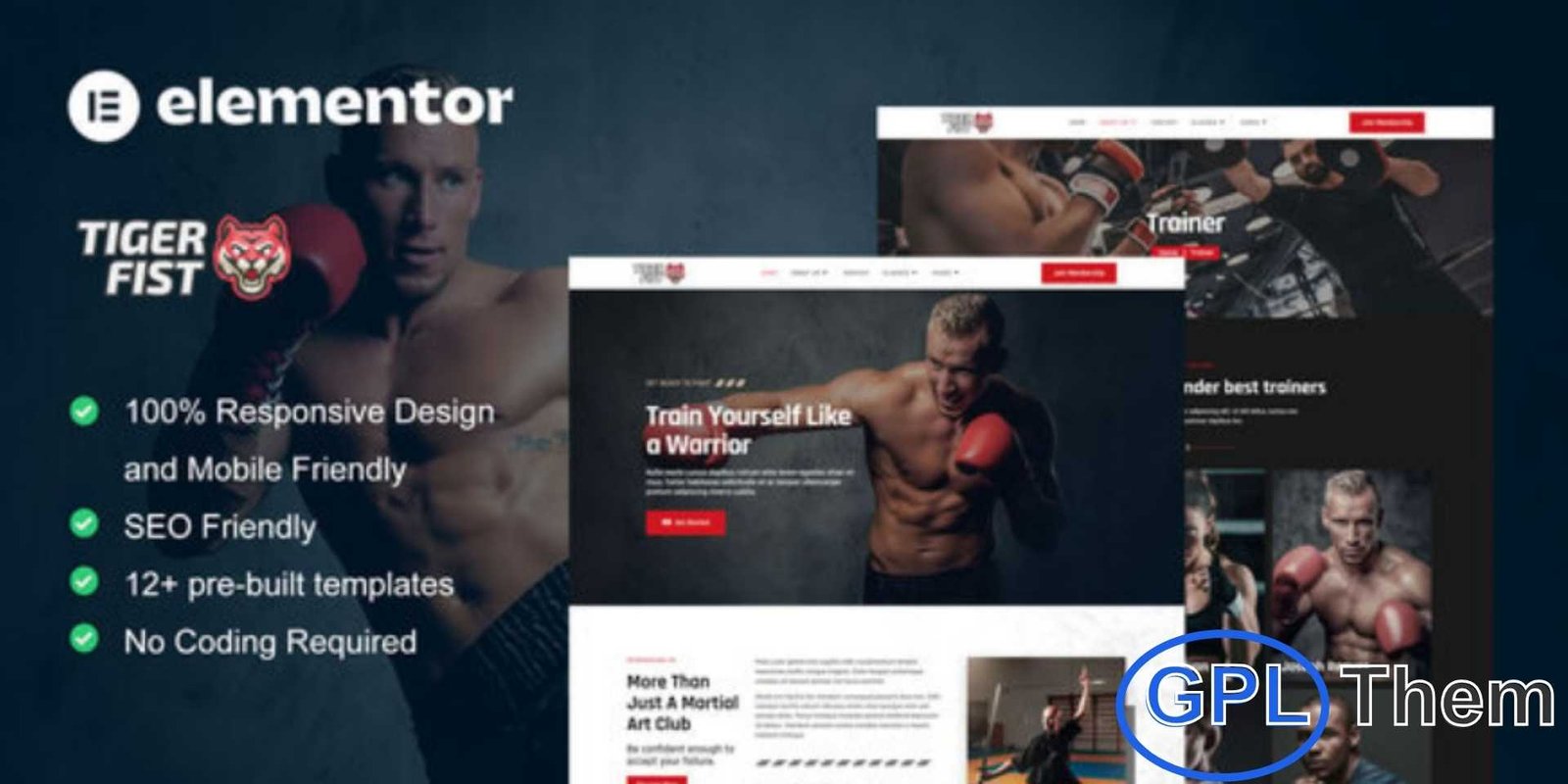 TigerFist – Martial Arts Elementor Template Kit TigerFist – Martial Arts Elementor Template Kit TigerFist is a powerful and modern Elementor Template Kit designed for martial arts schools, trainers, and fitness clubs. With 12 pre-built templates featuring a bold and energetic design, it’s perfect for websites related to karate, boxing, taekwondo, muay thai, kung fu, or any other combat sport.