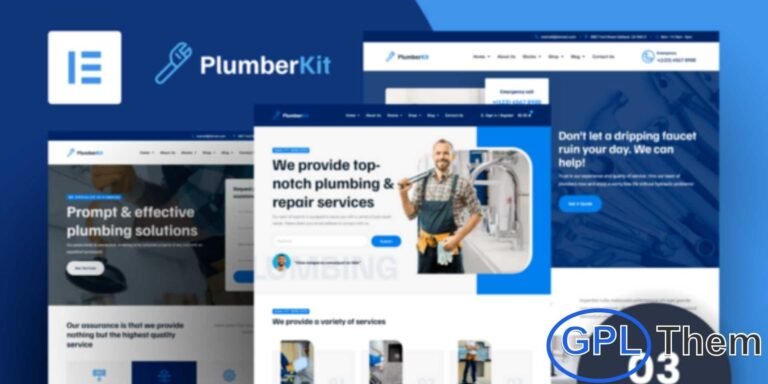 Plumbtion – Plumbing Services Elementor Template Kit Plumbtion is a professionally designed Elementor Template Kit created specifically for plumbing service providers who want to build a modern and trustworthy online presence. Crafted for use with the Elementor Page Builder, this kit makes it easy to showcase plumbing repairs, installations, emergency services, and maintenance solutions—without any coding required.