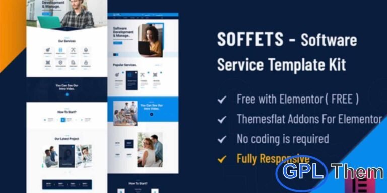 Soffets – Software & IT Service Elementor Template Kit Soffets is a modern and professional Elementor Template Kit designed for software companies, IT service providers, and technology businesses. With its clean and versatile design, Soffets allows you to build a fully functional website quickly using Elementor’s drag-and-drop builder — no coding required.