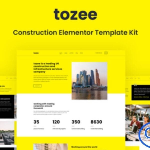 Tozee – Construction Elementor Template Kit Tozee is a modern, minimalist, and stylish Elementor Template Kit specially crafted for construction companies, architecture firms, contractors, and builders. Designed with precision and creativity, Tozee offers everything you need to create a visually appealing and functional website that highlights your services and projects effectively.