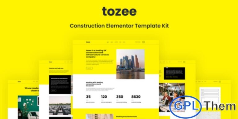 Tozee – Construction Elementor Template Kit Tozee is a modern, minimalist, and stylish Elementor Template Kit specially crafted for construction companies, architecture firms, contractors, and builders. Designed with precision and creativity, Tozee offers everything you need to create a visually appealing and functional website that highlights your services and projects effectively.