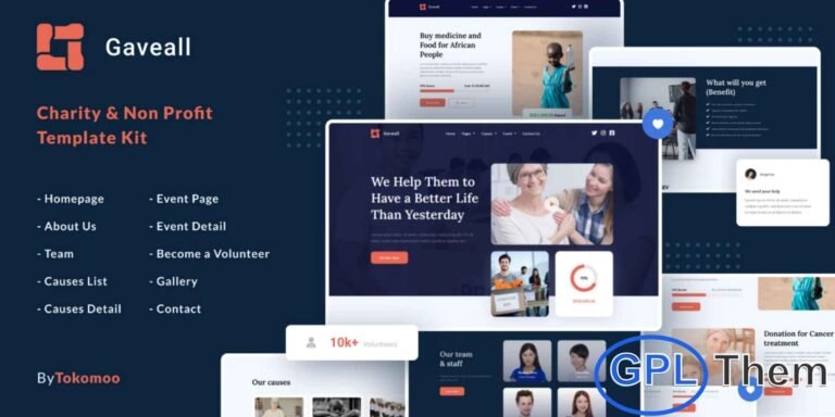Gaveall – Charity Elementor Template Kit Gaveall is a modern and fully responsive Elementor Template Kit designed for charities, non-profits, and fundraising organizations. Ideal for NGOs, foundations, volunteer programs, and donation campaigns, Gaveall allows you to create a professional and visually appealing website that effectively promotes your cause.