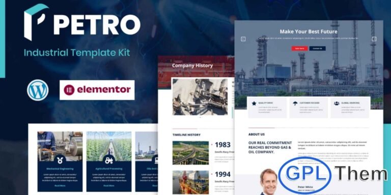 Petro – Industrial Elementor Template Kit Petro is a modern and versatile Industrial Elementor Template Kit designed for businesses in the industrial, oil & gas, manufacturing, mechanical, engineering, power, and energy sectors. Featuring a clean and professional layout, this kit helps you build a strong online presence with ease.