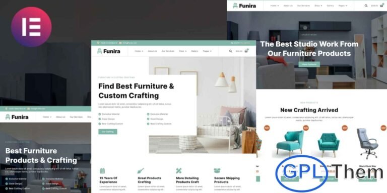 Funira – Custom Craft Furniture Elementor Template Kit Funira is a modern and fully responsive Elementor Template Kit designed for furniture shops, custom craft studios, and interior design businesses. Built for Elementor Pro, this kit features clean, professional layouts that make it easy to showcase products, highlight custom designs, and present your services effectively.