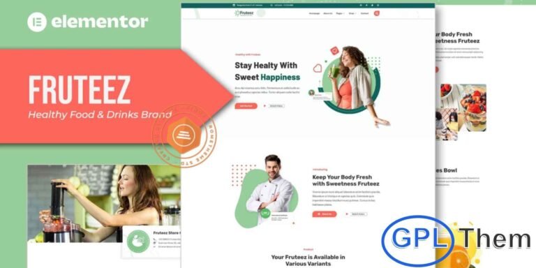 Fruteez – Healthy Food & Drinks Brand Elementor Template Kit Fruteez is a modern and fully responsive Elementor Template Kit designed for healthy food and drinks brands, F&B franchises, culinary businesses, and related ventures. This kit helps you showcase your products, share detailed information, and provide a professional online ordering experience.