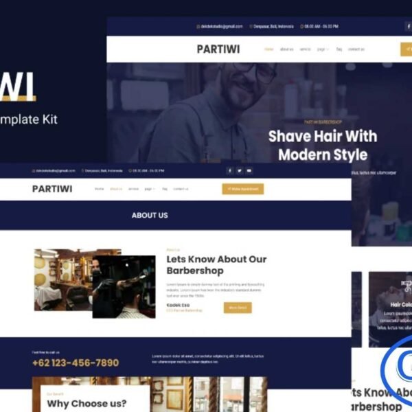 Partiwi – Barbershop Elementor Template Kit Partiwi is a modern and fully responsive Elementor Template Kit designed specifically for barbershops, hair salons, and grooming services. With its clean and professional layout, this kit makes it easy to create a stylish WordPress website using the Elementor Page Builder plugin.