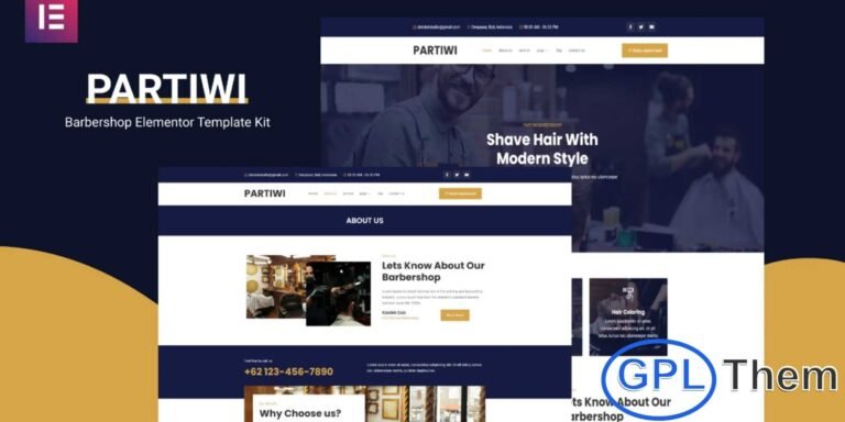 Partiwi – Barbershop Elementor Template Kit Partiwi is a modern and fully responsive Elementor Template Kit designed specifically for barbershops, hair salons, and grooming services. With its clean and professional layout, this kit makes it easy to create a stylish WordPress website using the Elementor Page Builder plugin.