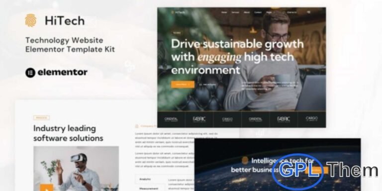 HiTech – IT Solutions & Services Elementor Template Kit HiTech is a modern and professional Elementor Template Kit designed for IT solutions, technology startups, software companies, SaaS platforms, web agencies, and IT service providers. Featuring a clean and contemporary design with a fully responsive layout, HiTech allows you to showcase services, projects, team members, and company information effectively.