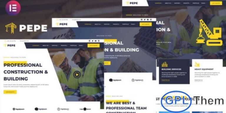 Pepe – Building & Construction Business Services Elementor Template Kit Pepe is a professionally designed Elementor Template Kit crafted for building, construction, and business service websites. Built for use with the free version of Elementor, this kit offers a clean, modern design that works seamlessly with the Hello Elementor theme and most Elementor-supported themes.