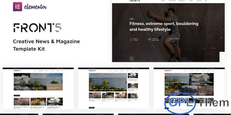 FrontFive – Creative News & Magazine Elementor Template Kit FrontFive is a modern and fully responsive Elementor Template Kit designed for news websites, online magazines, and blogs. Featuring a clean and fresh layout, this kit includes a collection of pre-designed templates that help you present articles, updates, and stories professionally.