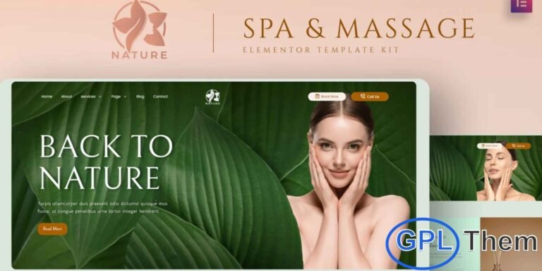 Nature – Spa & Massage Elementor Template Kit Nature is a modern and elegant Elementor Template Kit designed specifically for spa centers, massage therapy studios, wellness retreats, and beauty businesses. Built to help you create a stunning and fully functional website in just minutes, this kit features soothing layouts and refined design elements that perfectly match the spa and wellness niche.