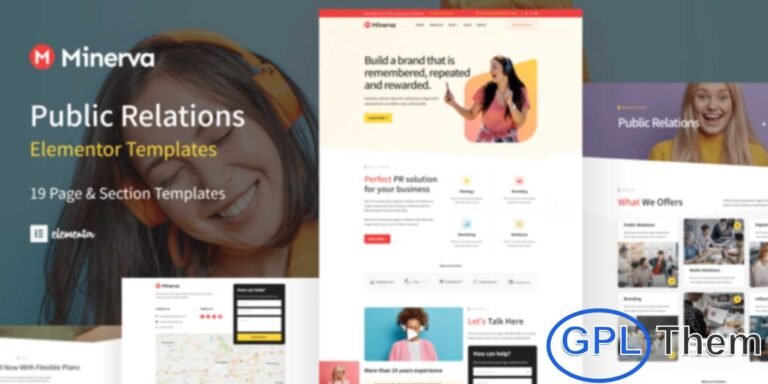 Minerva – Public Relations & Creative Agency Elementor Template Kit Minerva is a modern and professionally crafted Elementor Template Kit designed for Public Relations firms, creative agencies, digital marketing companies, consulting services, SEO agencies, and other professional service providers.