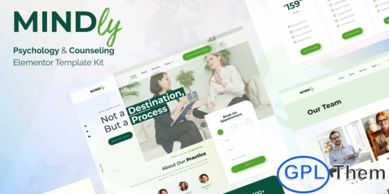 Mindly – Psychology, Therapy & Counseling Elementor Template Kit Mindly is a beautifully crafted Elementor Template Kit designed for psychologists, therapists, mental health counselors, and wellness professionals. This kit provides all the essentials to build a warm, professional, and user-friendly website that reflects trust and care.