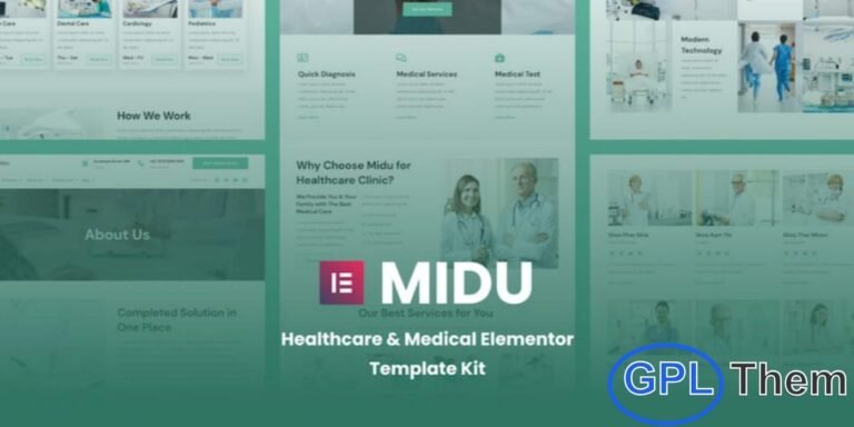 Midu – Healthcare & Medical Elementor Template Kit Midu is a modern and professional Elementor Template Kit designed for hospitals, clinics, medical practices, chiropractors, physicians, dentists, opticians, and pharmacies. Featuring a clean and flexible design, Midu allows you to build a fully responsive and functional healthcare website quickly and efficiently.
