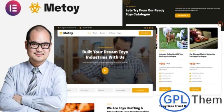 MeToy – Toys Craft & Manufacturer Elementor Template Kit MeToy is a modern and versatile Elementor Template Kit designed for toy manufacturers, craft businesses, and children’s product companies. With its clean and playful design, MeToy allows you to create a professional and engaging website that showcases products, services, and brand values effectively.