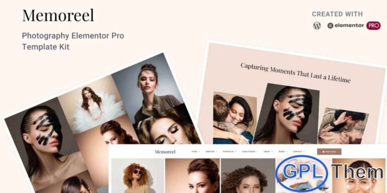 Memoreel – Photography Elementor Template Kit Memoreel is a stunning and fully-featured Elementor Template Kit designed for photographers, photo bloggers, photography agencies, and photo studios. With its modern and visually appealing design, Memoreel allows you to create a professional photography website that showcases your work in style.