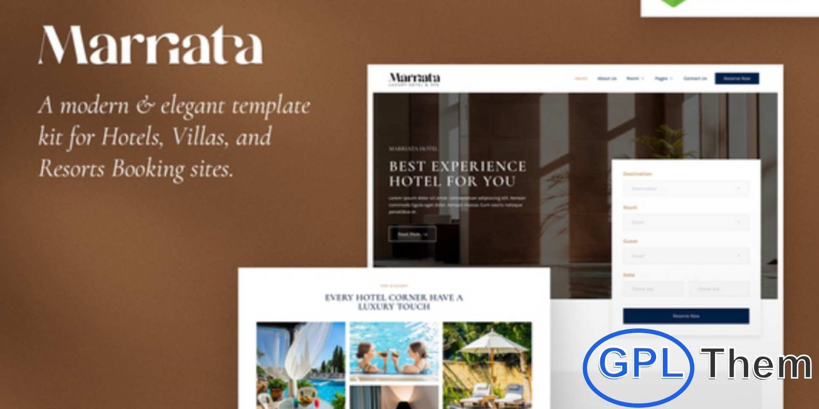 Marriata – Hotel & Resort Elementor Template Kit Marriata – Hotel & Resort Elementor Template Kit Marriata is a modern and elegant Elementor Template Kit designed for hotels, resorts, villas, apartments, guesthouses, hostels, and other hospitality businesses. With its visually appealing and professional design, Marriata allows you to create a fully responsive, retina-ready website complete with online booking and reservation forms.
